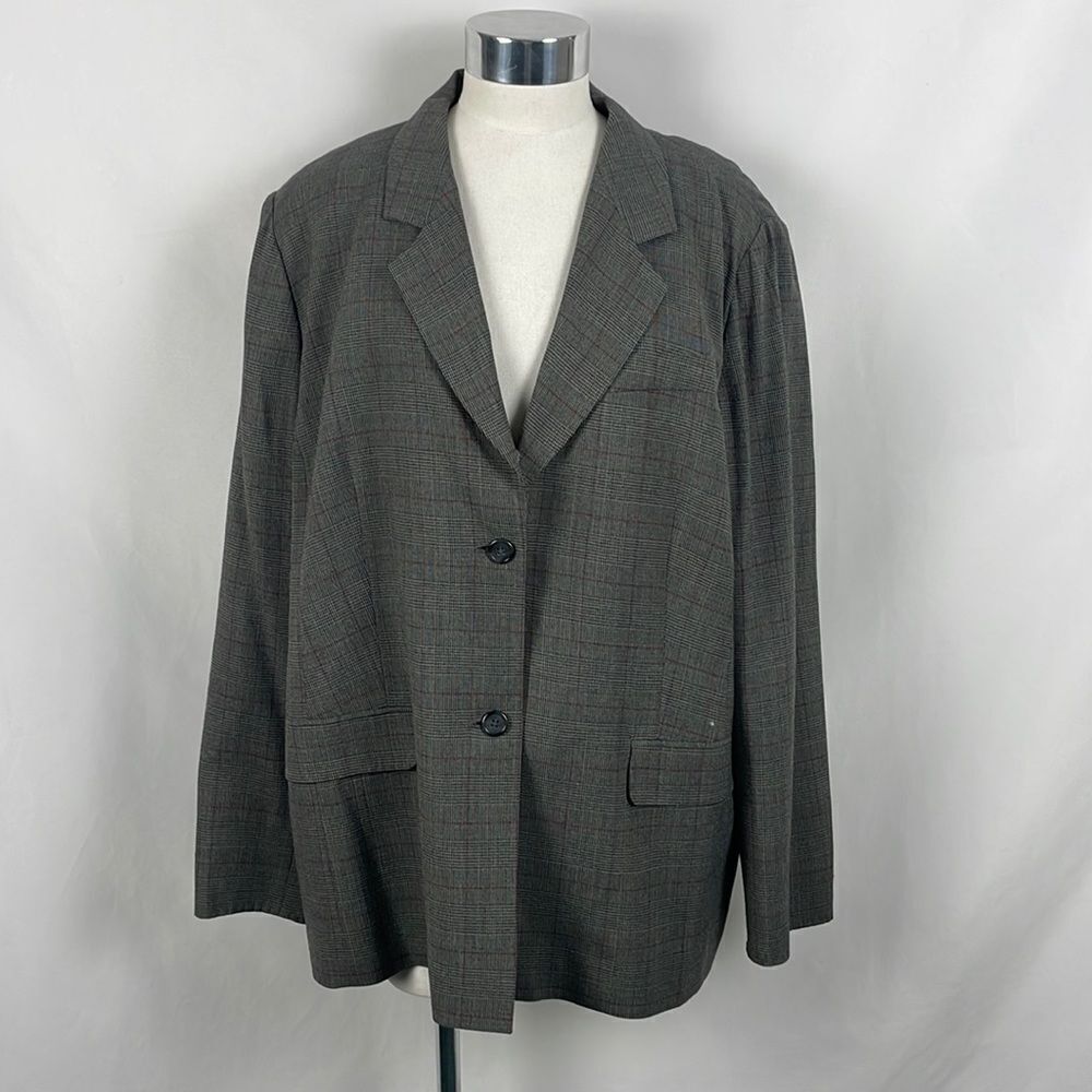 Marina Rinaldi Gray Plaid Blazer Jacket